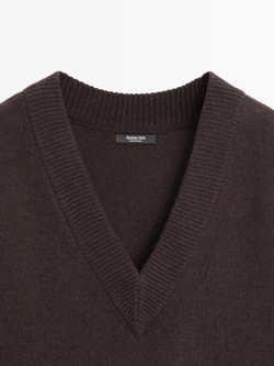 Massimo Dutti Жилет с V-образным вырезом, шоколадный