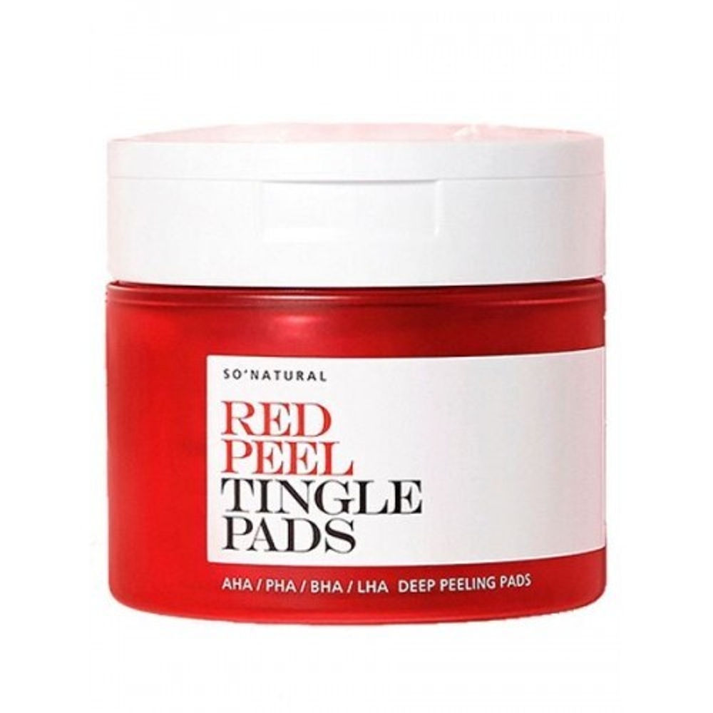 Кислотные пэды с тингл- эффектом SO NATURAL Red Peel Tingle Pad 50 шт