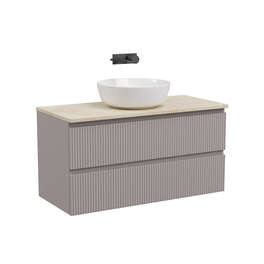 Тумба подвесная Sancos Snob T, Doha Soft 995х445х500, под столешницу без отверстия под смеситель, цвет Kreman