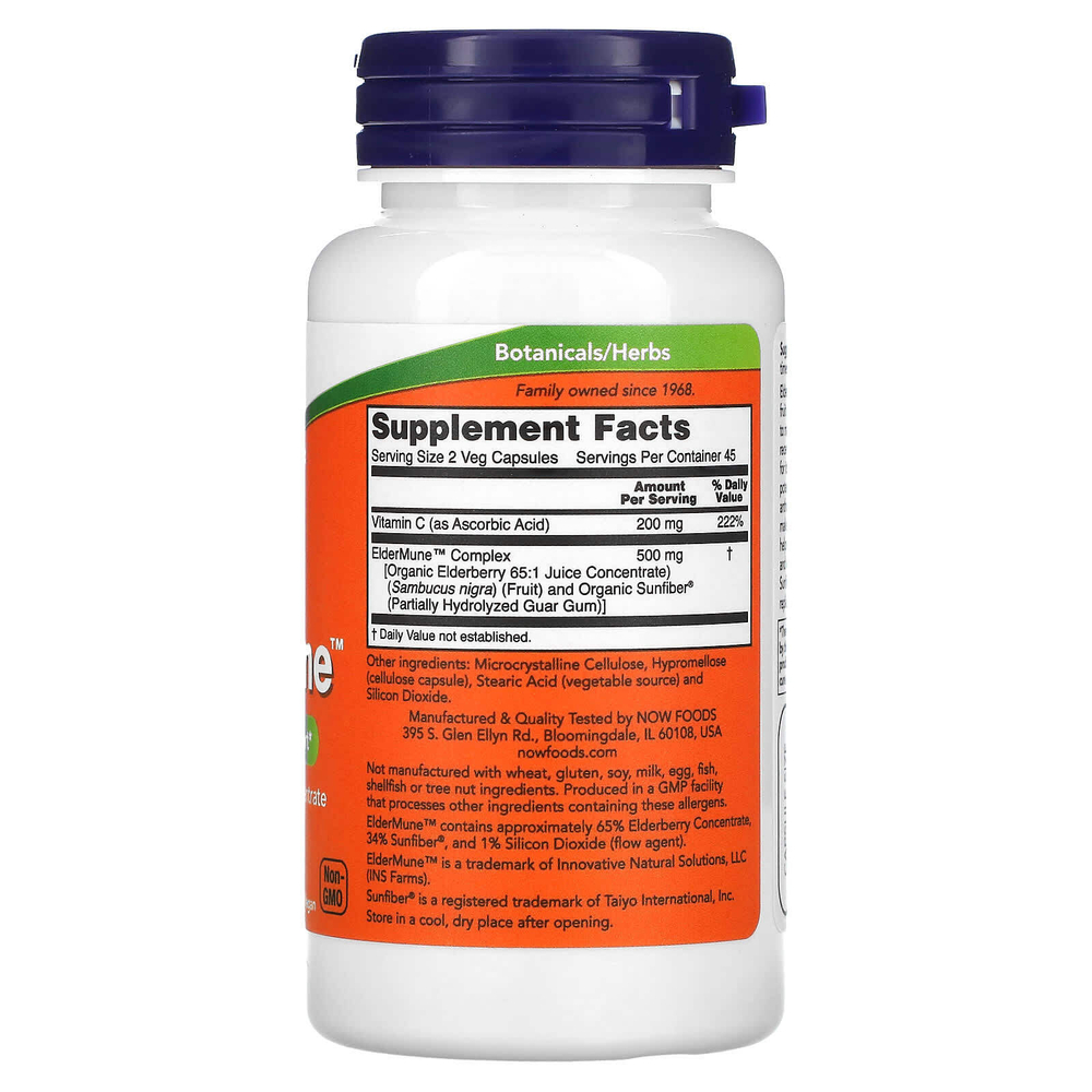 NOW Foods, ElderMune, Поддержка иммунной системы, 90 растительных капсул