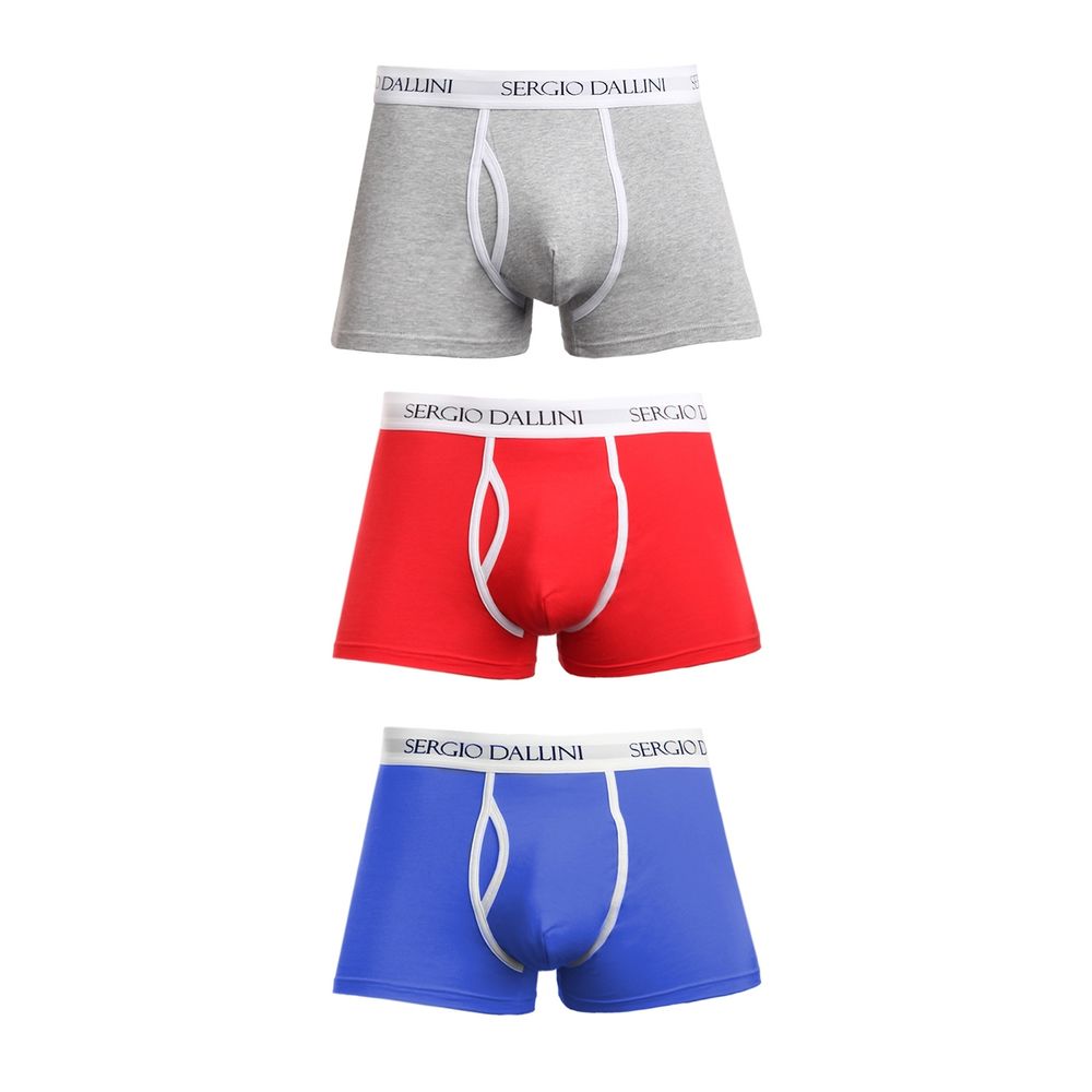 Набор мужских трусов боксеров 3в1 (синие, красные, серые) Sergio Dallini SD941-1