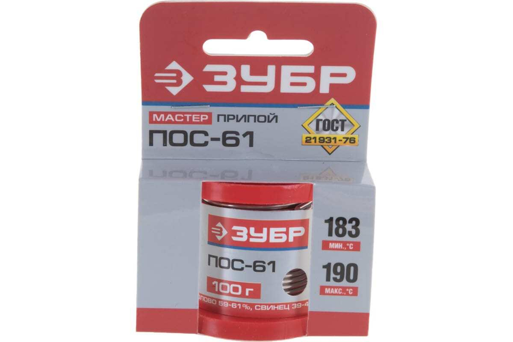 Припой ПОС 61 (2 мм; 100 г; проволока) Зубр 55450-100-20