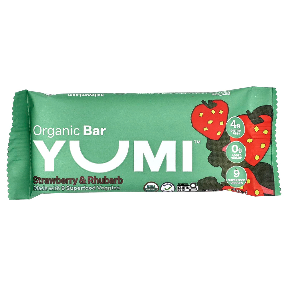 Yumi, органический батончик, для малышей, клубника и ревень, 5 батончиков по 21 г (0,74 унции)