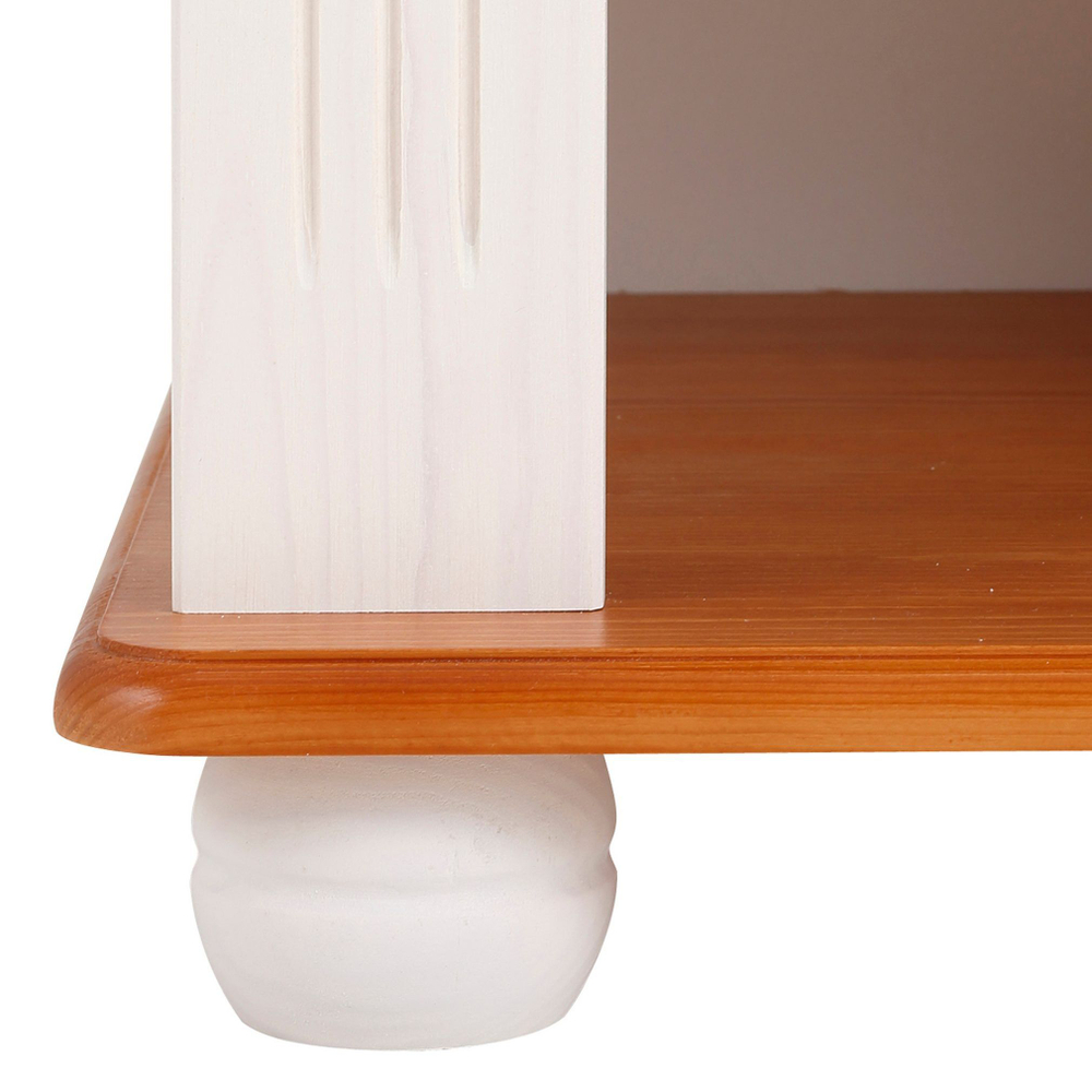 Тумба прикроватная 52х40х48, Аделя, напольная, в спальню, массива сосны, белый воск/черри, Dipriz