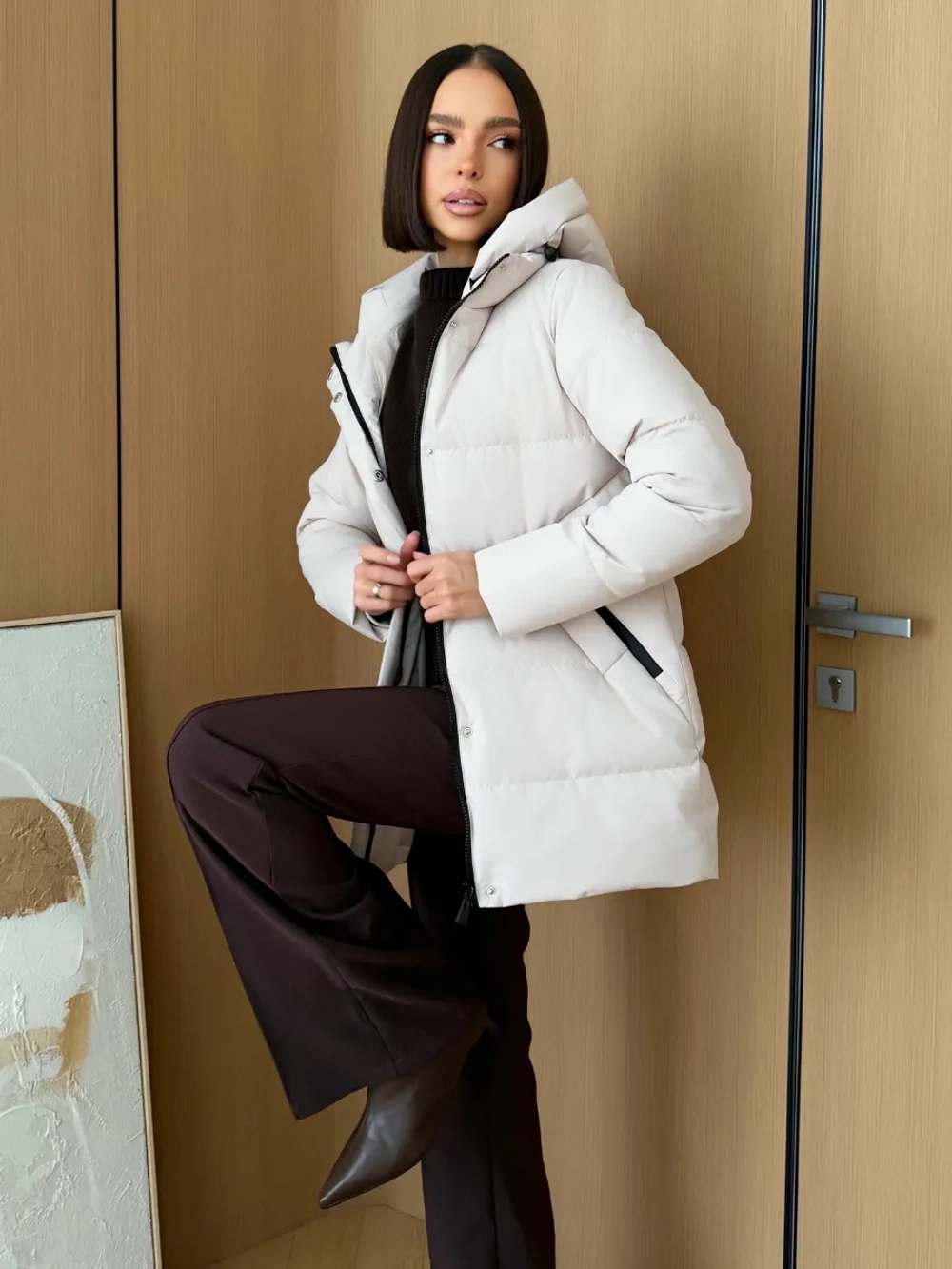 Куртка весенняя удлиненная со съемным капюшоном