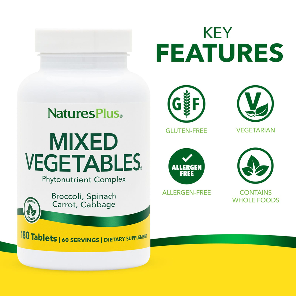 NaturesPlus, Mixed Vegetables, 180 таблеток