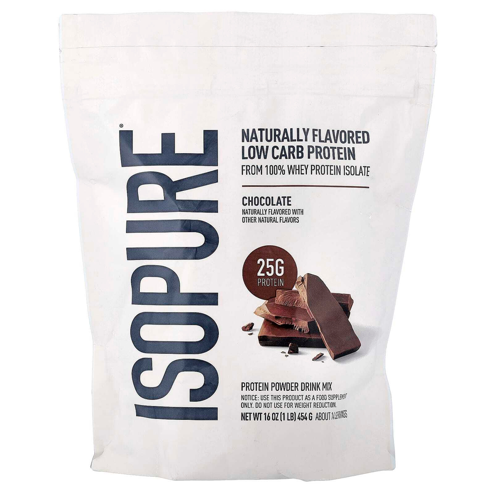 Isopure, низкоуглеводный протеин, шоколадный вкус, 454 г (1 фунт)