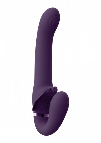 Фиолетовый женский безремневой вибрострапон Satu - 23 см. (Цвет: фиолетовый)