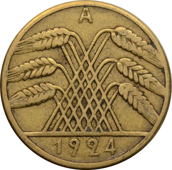 10 рентенпфеннигов 1924 Германия "A"