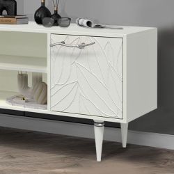 Тумба под ТВ Арт Колор leaves 155см Классик Сильвер Белый опал