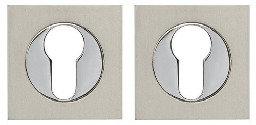 Накладка на цилиндр квадратная Фуаро ET KM SN/CP-3, цвет никель матовый/хром (гарантия - 12 месяцев)