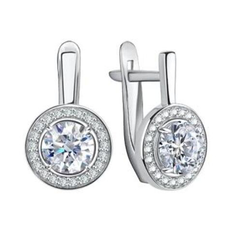 Серьги из серебра с фианитами