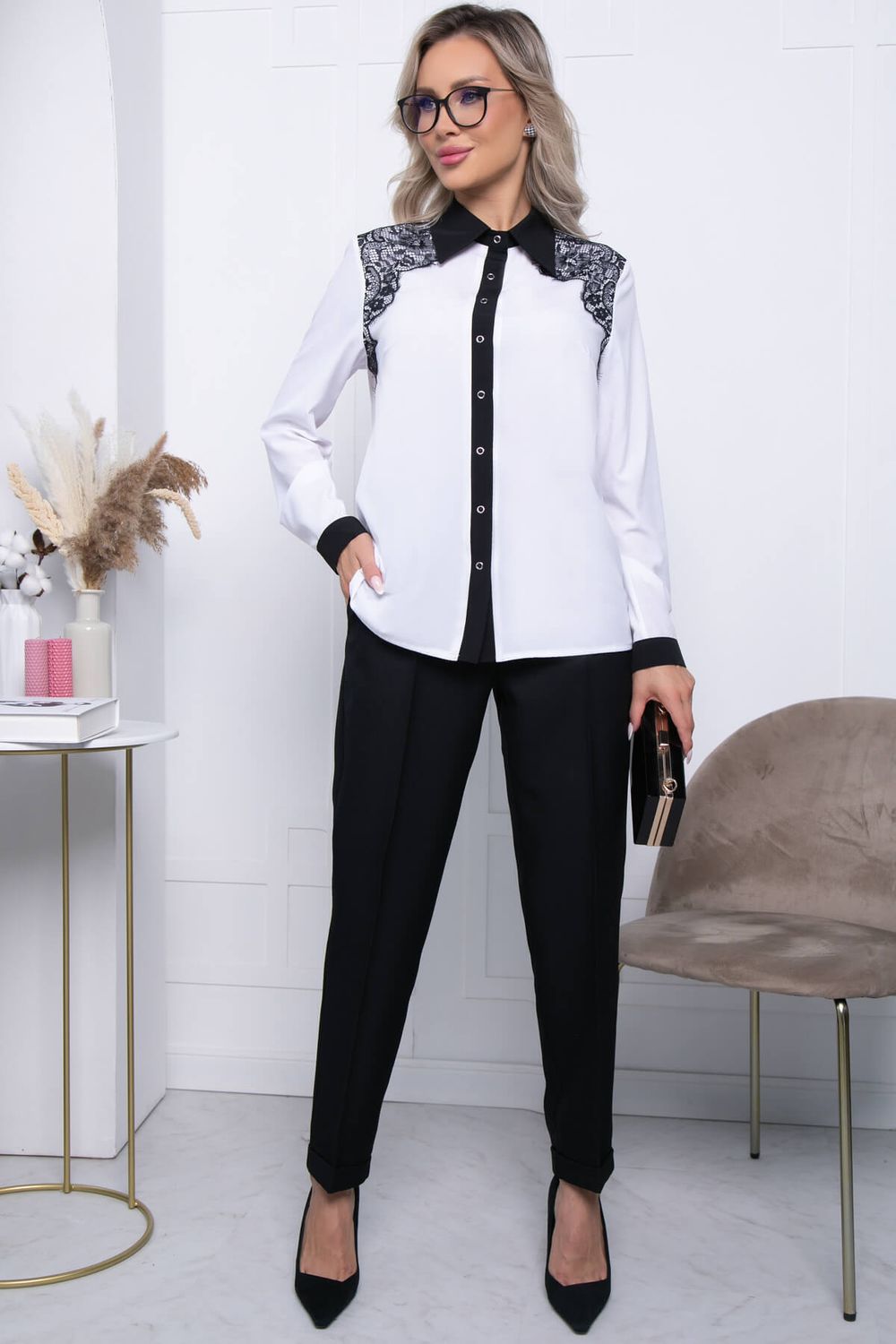 Блуза "Аника" Б7256 (белая) LT Collection (Акция)