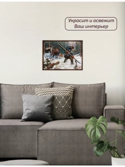 Картина деревянная "Охотник"