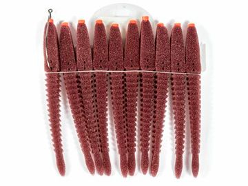 Приманки поролоновые 3D Ex WORM Br 12см под офсетный крючок размер 1/0, 2/0, 3/0 10шт набор