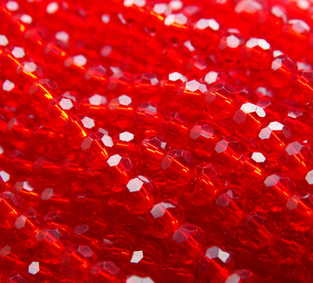 БШ009НН4 Хрустальные бусины "32 грани", цвет: красный прозрачный, размер 4 мм, кол-во: 95-100 шт.