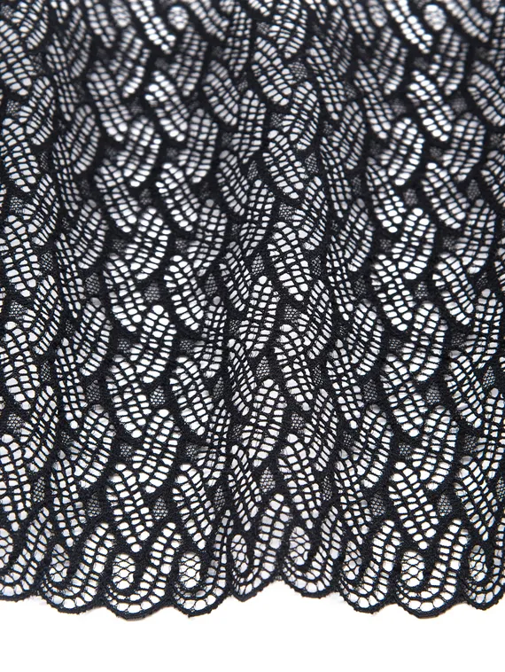 1352 Кружево эластичное 18,5 см, Италия, черный 170