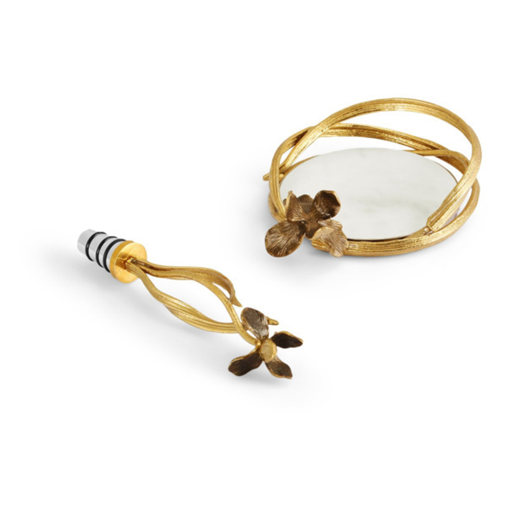 Набор подставка и стоппер для бутылки Michael Aram Черный ирис