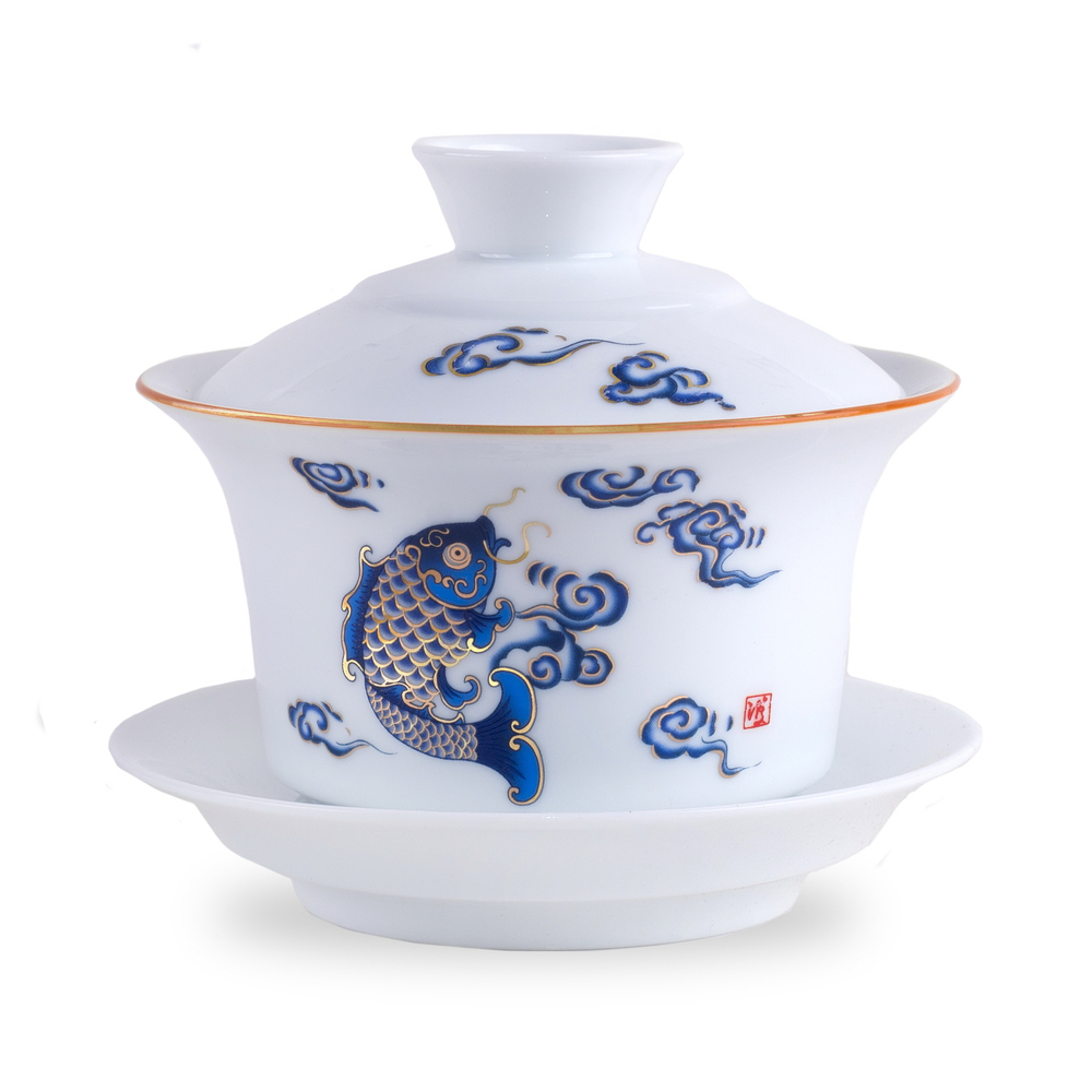 268010.1 Гайвань большая ГОРНЫЙ САД "Карп удачи", 260 мл. фарфор белый