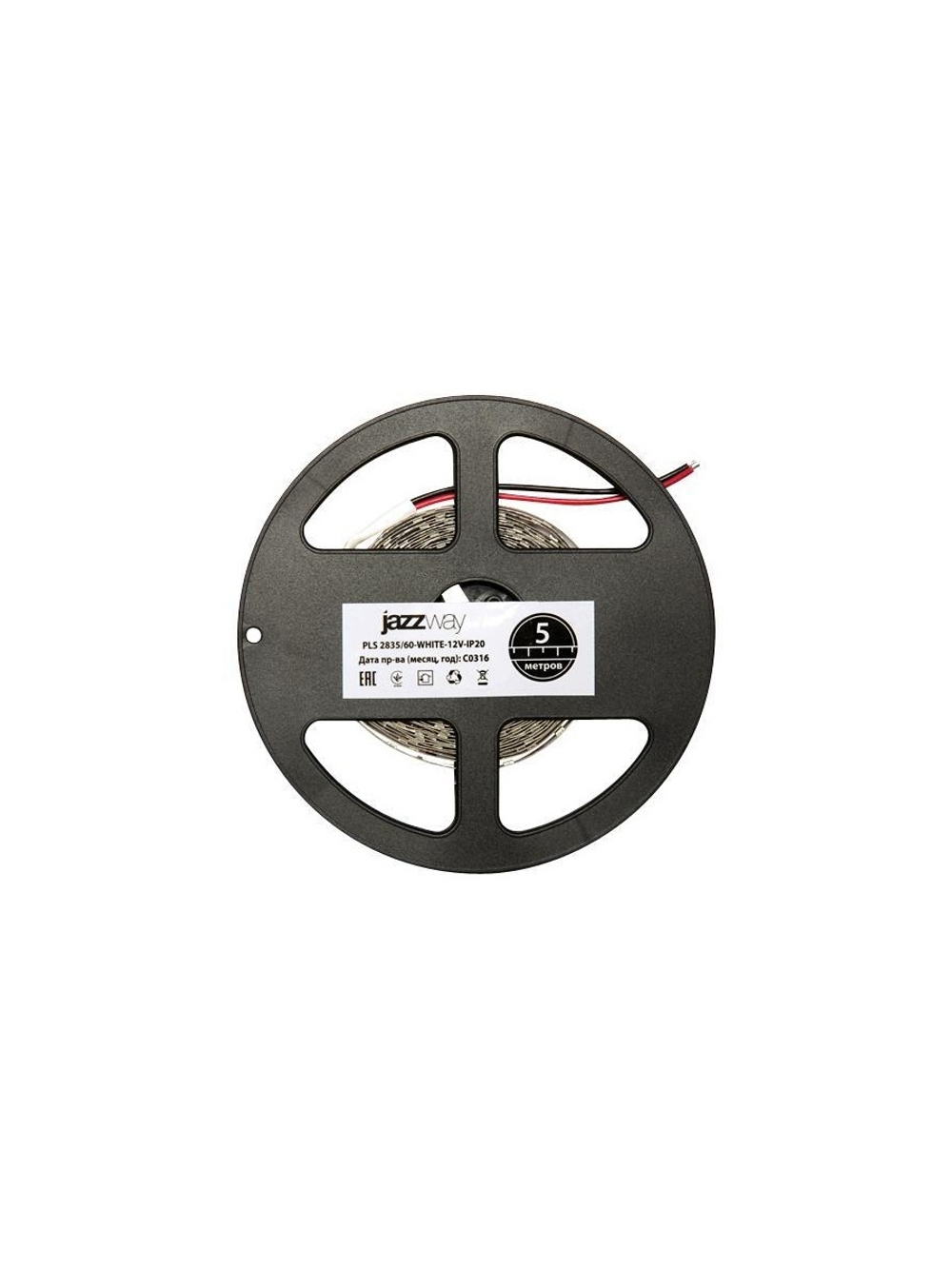 Лента светодиодная PLS 2835/120-12V 12Вт/м 6500К холод. бел. IP20 (уп.5м) JazzWay 2859051