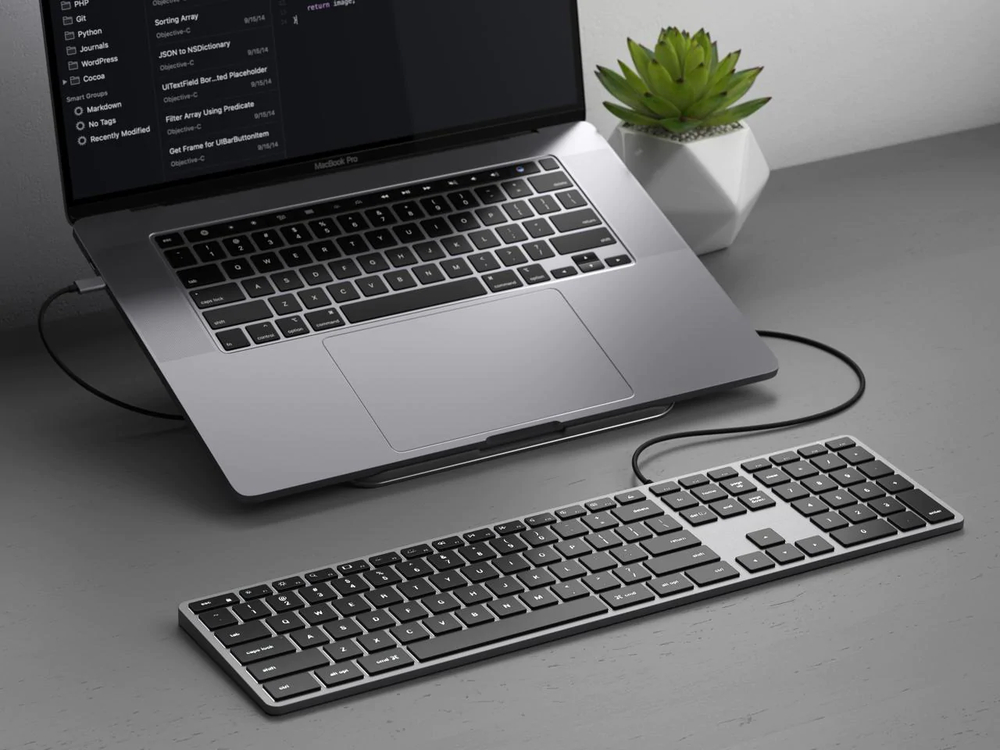 Клавиатура Satechi Slim W3 USB-C Wired Keyboard-RU. Раскладка - Русская. Цвет- Серый космос.
