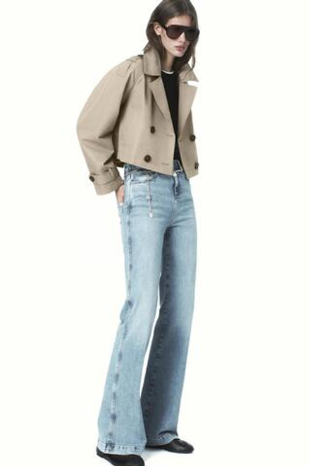 ZARA КОРОТКИЙ ДВУБОРТНЫЙ ТРЕНЧ, РЫЖЕВАТО-КОРИЧНЕВЫЙ