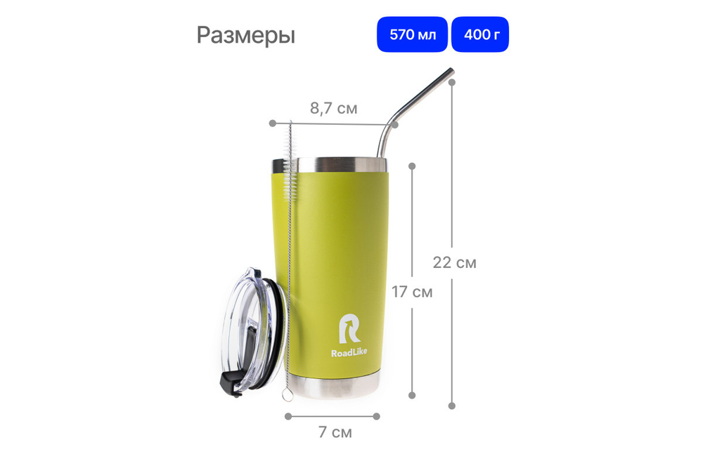 Термокружка RoadLike City Mug 570мл, зеленый
