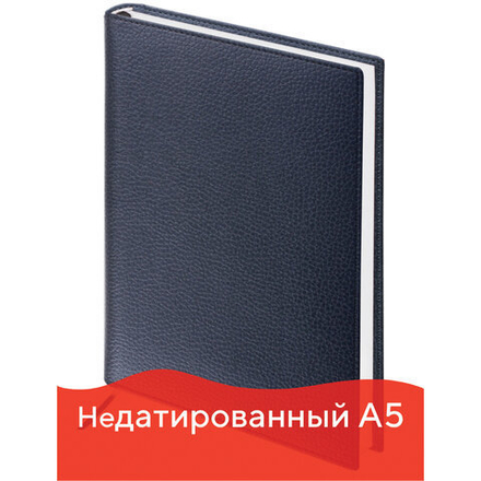 Ежедневник недатированный А5 138х213 мм BRAUBERG "Favorite" под кожу, 160 л., черный, 123397