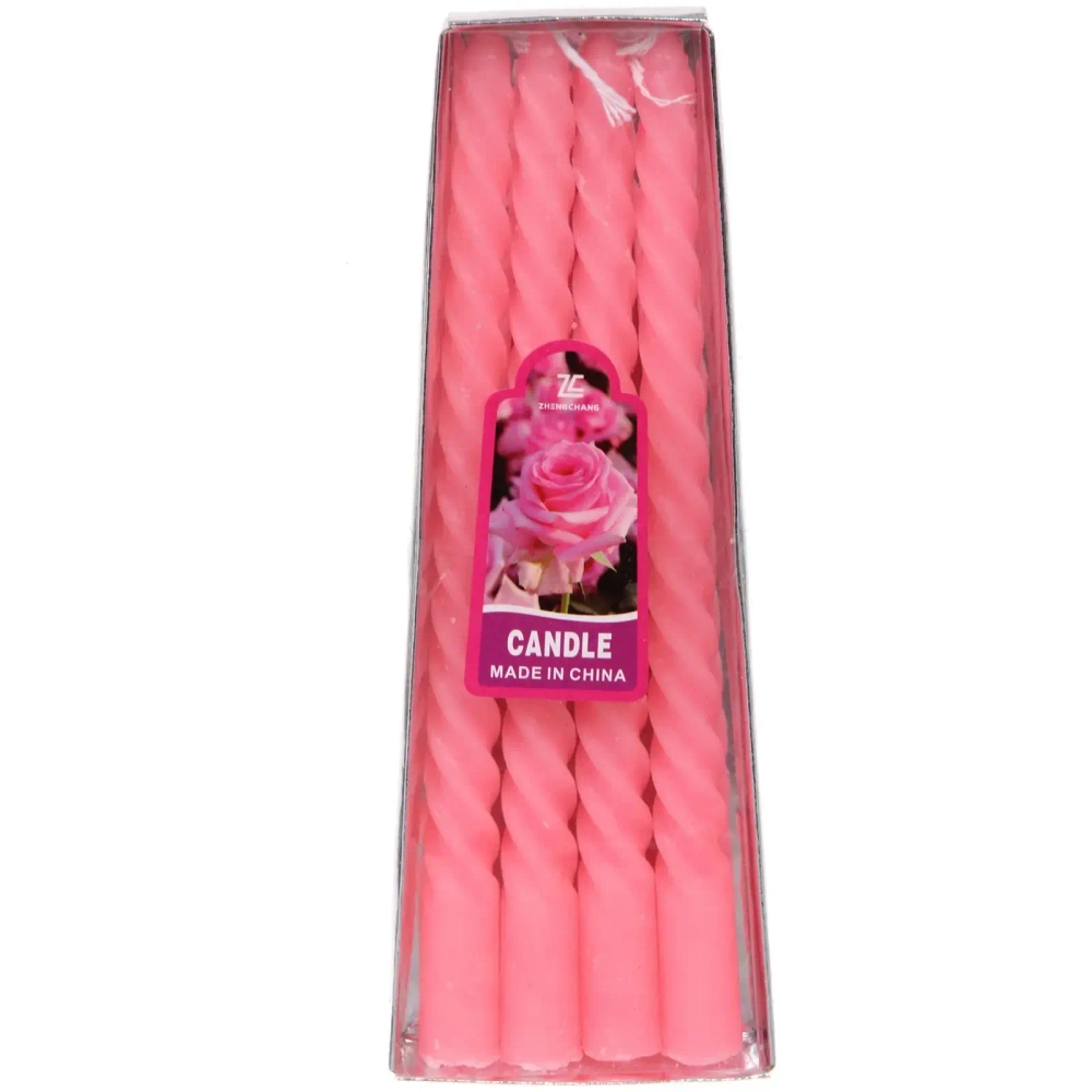 Свеча «Валенсия» (набор 4 шт) 20 см, Розовый (с ароматом розы)