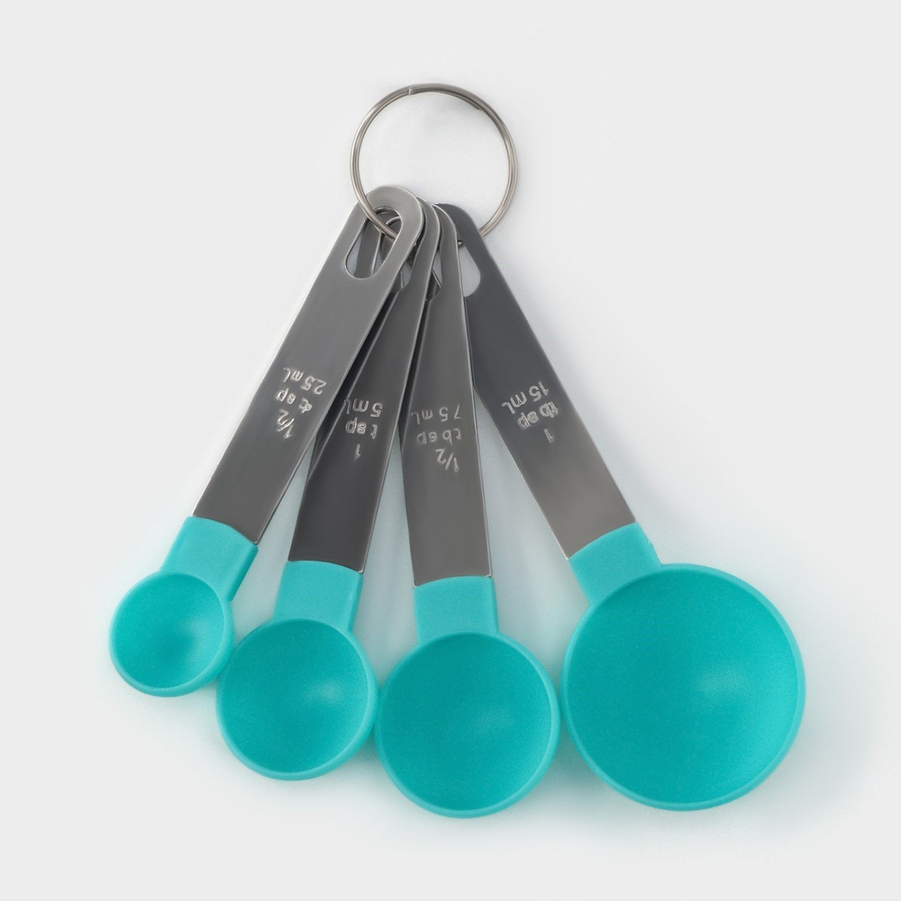 Набор мерных ложек Доляна Pesto, 4 шт: 15 мл, 7,5 мл, 5 мл, 2,5 мл, цвет МИКС