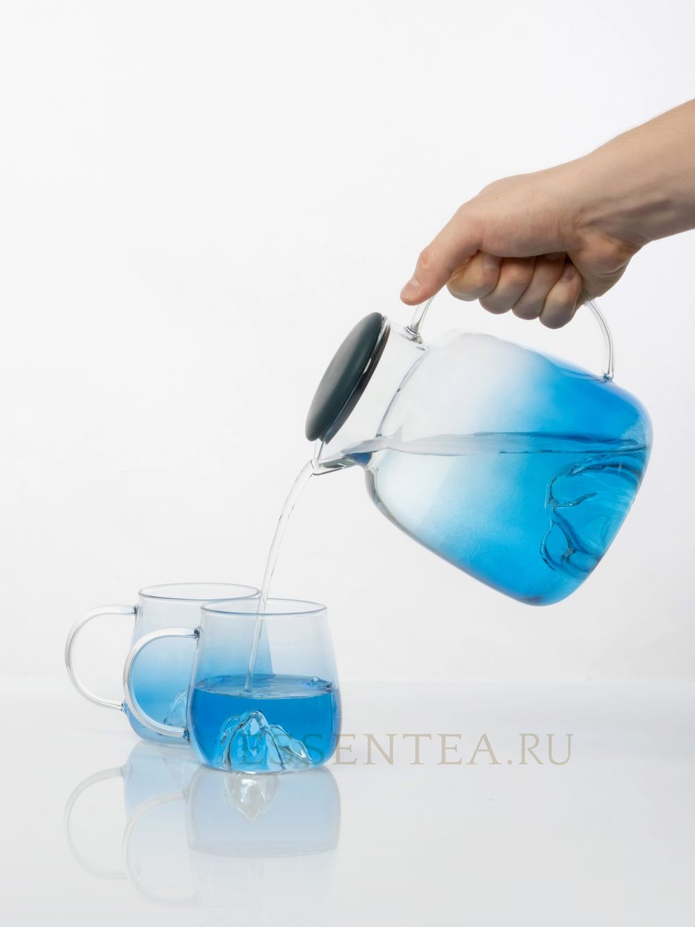 Набор посуды "Мейтонг" из стекла, (кувшин на 1800мл и две чашки по 300мл )