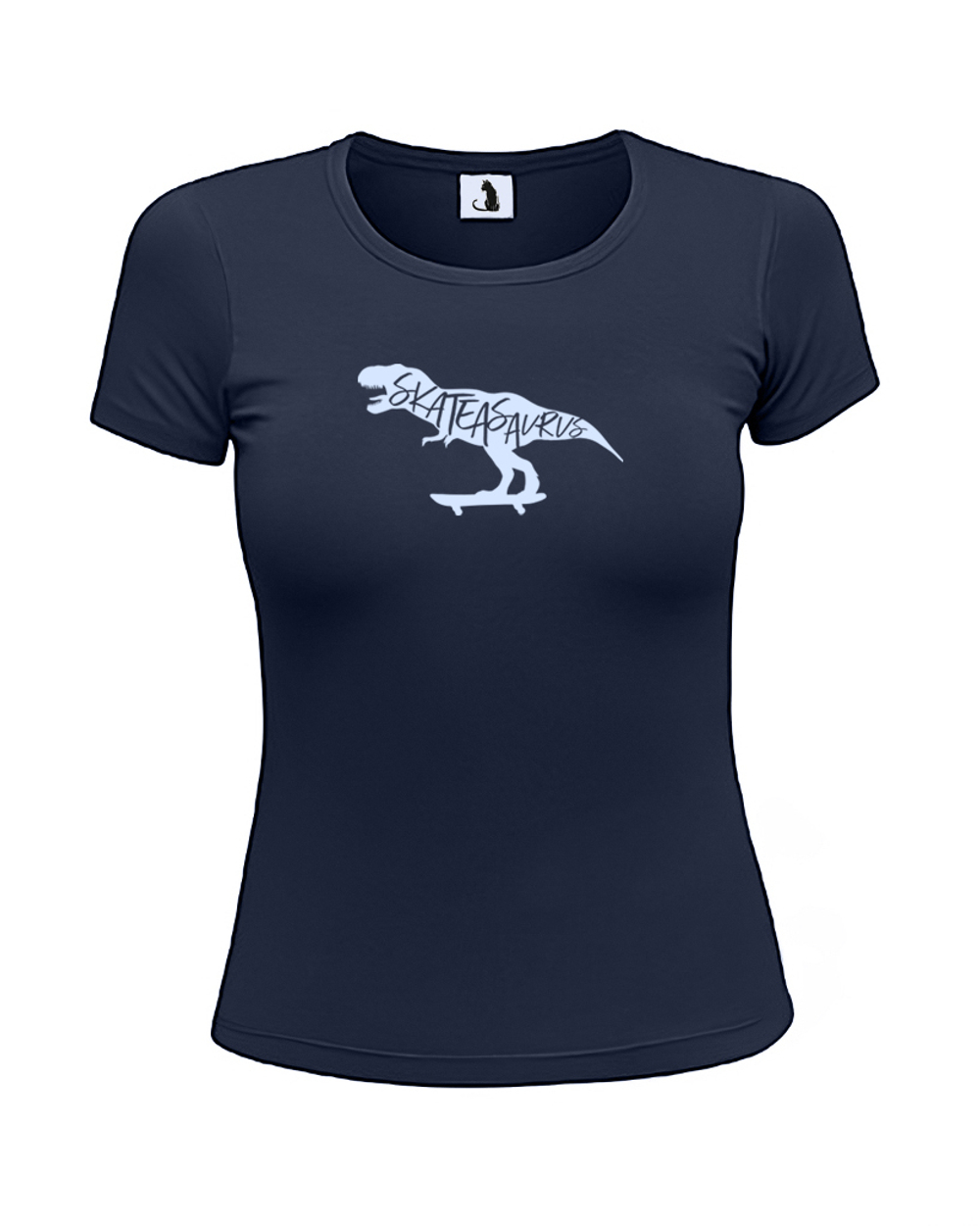 Футболка Skateasaurus женская приталенная темно-синяя с голубым рисунком