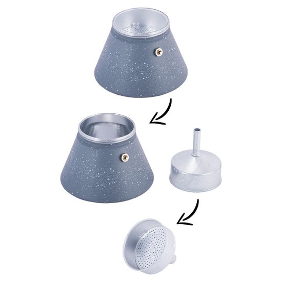 Кофеварка гейзерная 450 мл. 9 порций Kamille КМ-2518GR из алюминия с индукционным дном