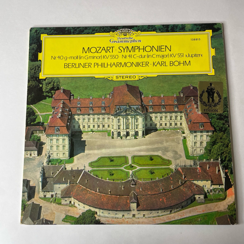 Винтажная виниловая пластинка LP Mozart Моцарт, Berliner Philharmoniker Karl Bohm Симфония Symphonien Nr. 40 G-Moll (In G Minor) Nr. 41 Jupiter Юпитер (Германия 1977) Deutsche Grammophon
