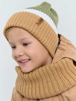 Шапка тыква из смесовой шерсти однослойная Колор блок "Песок"