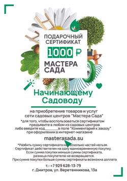 Подарочный сертификат на 1000 рублей с индивидуальным дизайном