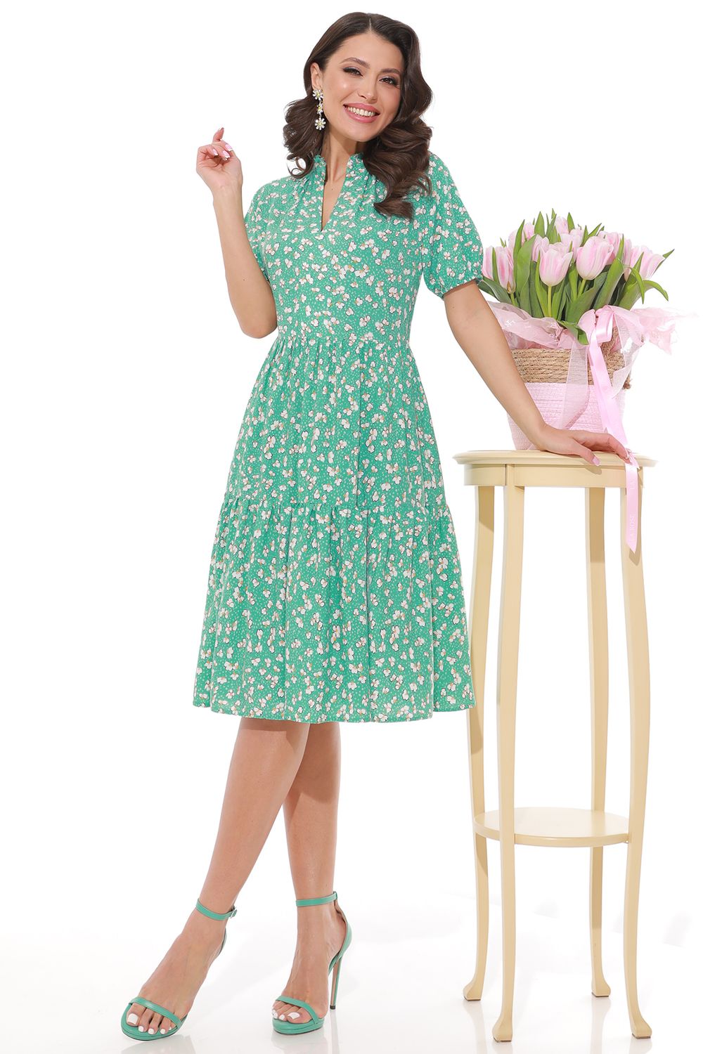 Платье Цветочный парфюм, мята DStrend (Акция)