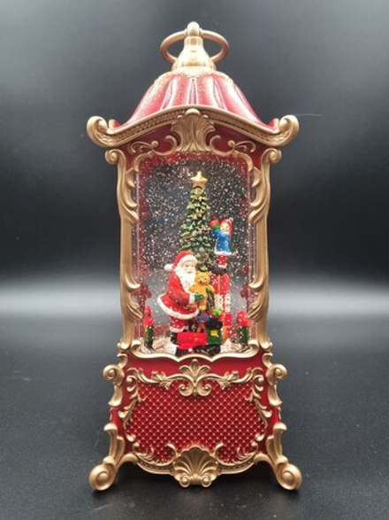 Фонарь новогодний светящийся музыкальный красный сеть/батарейки QW807