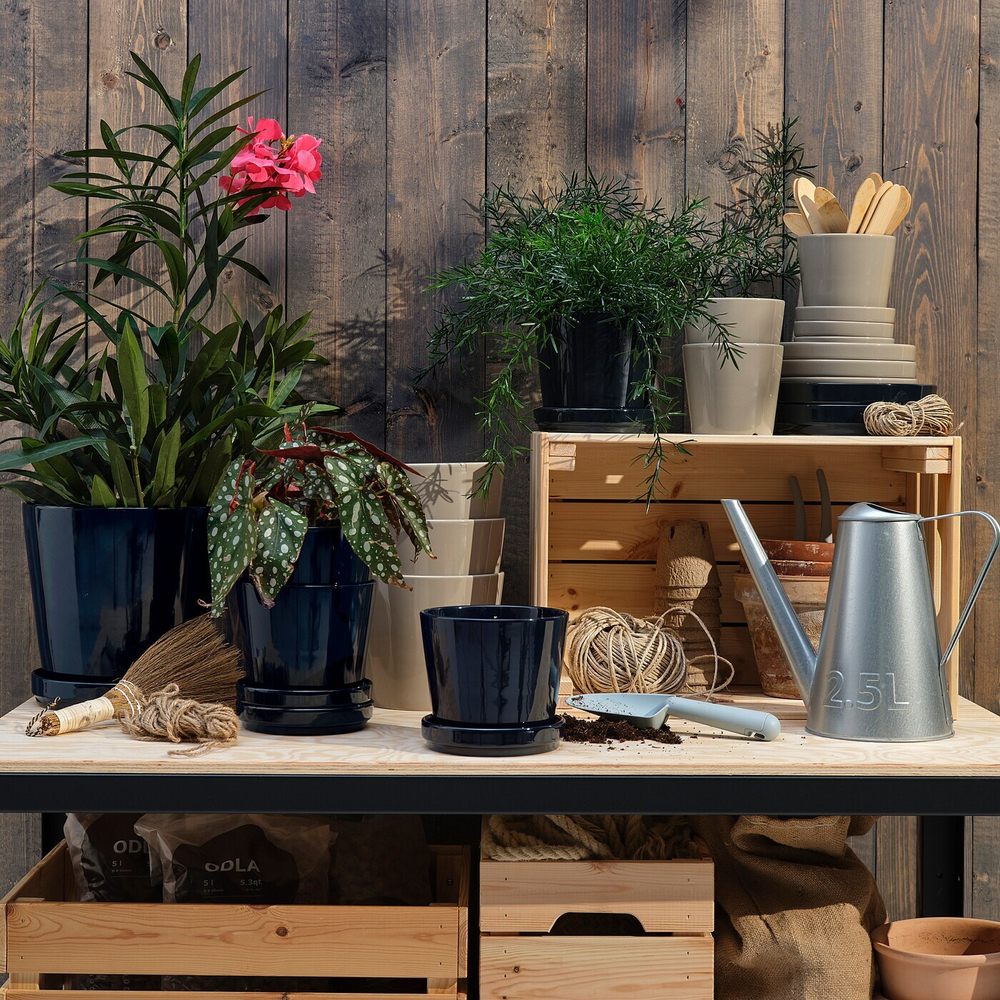 Горшок для растений с поддоном IKEA KLOTLONN (КЛОТЛЕНН), Серо-бежевый, 9 см