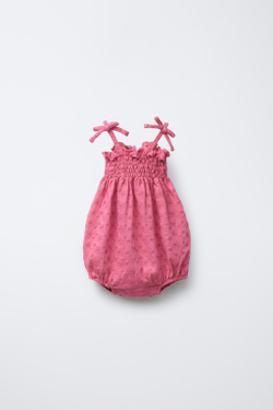 ZARA БОДИ С ВЫШИВКОЙ В ЦВЕТОЧЕК, РОЗОВЫЙ