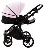 Детская коляска Adamex Nola Deluxe 3 в 1 N-SD101 (РОЗОВ.ЗЕФИР КОЖА + ЧЕРН. КОЖА)