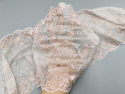 Эластичное кружево, 22 см, молоко и розовое дерево, (Арт: EK-2724), м