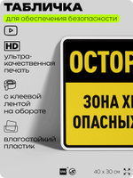 Табличка для обеспечения безопасности "Осторожно зона хранения опасных отходов", для производства, предприятия, организаций, 40х30 см, Silver Plane x Айдентика Технолоджи