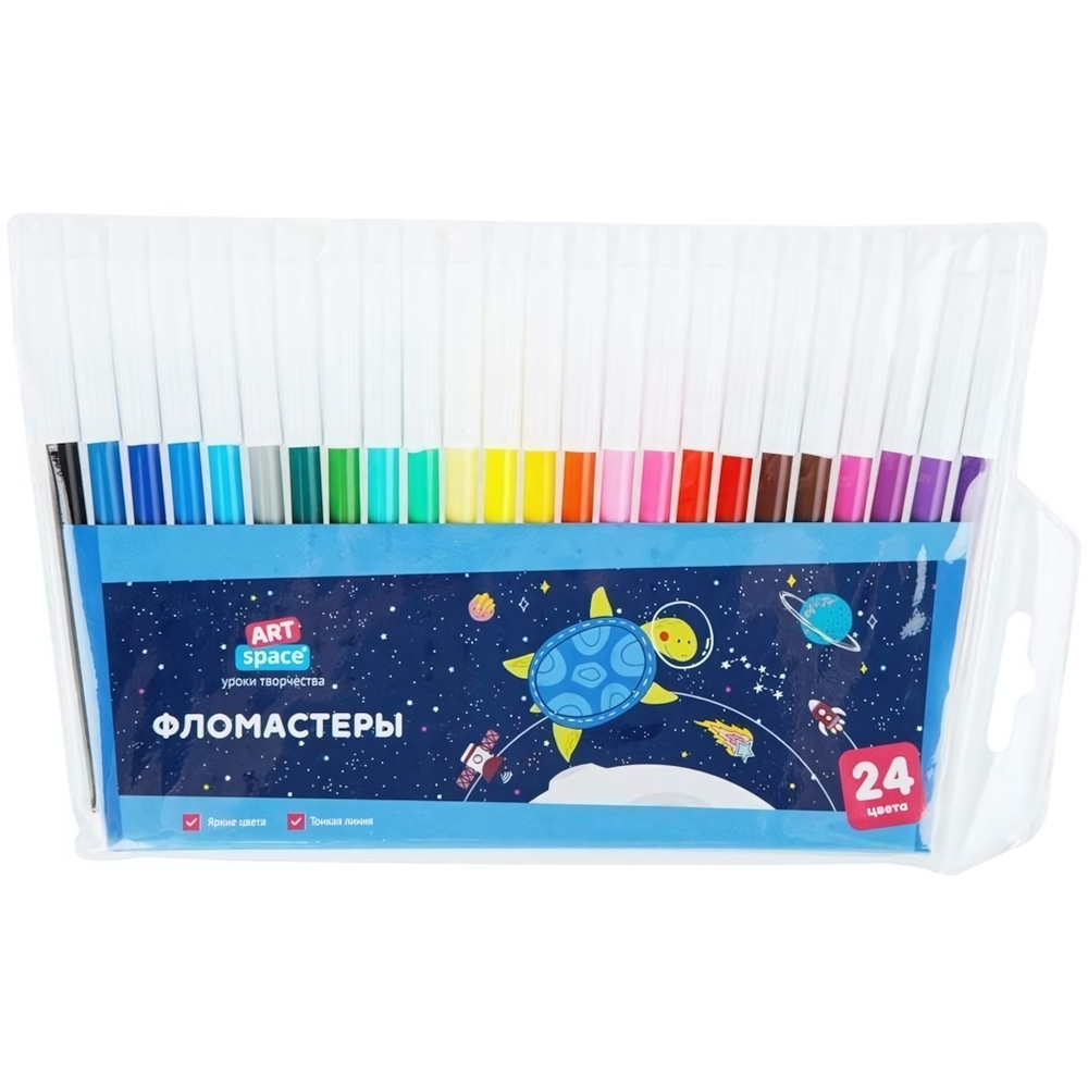 Фломастеры 24цв. "Космические приключения" ПВХ WCP24_26865 (Спейс)