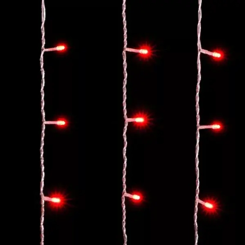 Светодиодный занавес 2*2 м., 400 красных LED ламп, прозрачный провод ПВХ, LTC (PCL402-10-2R)