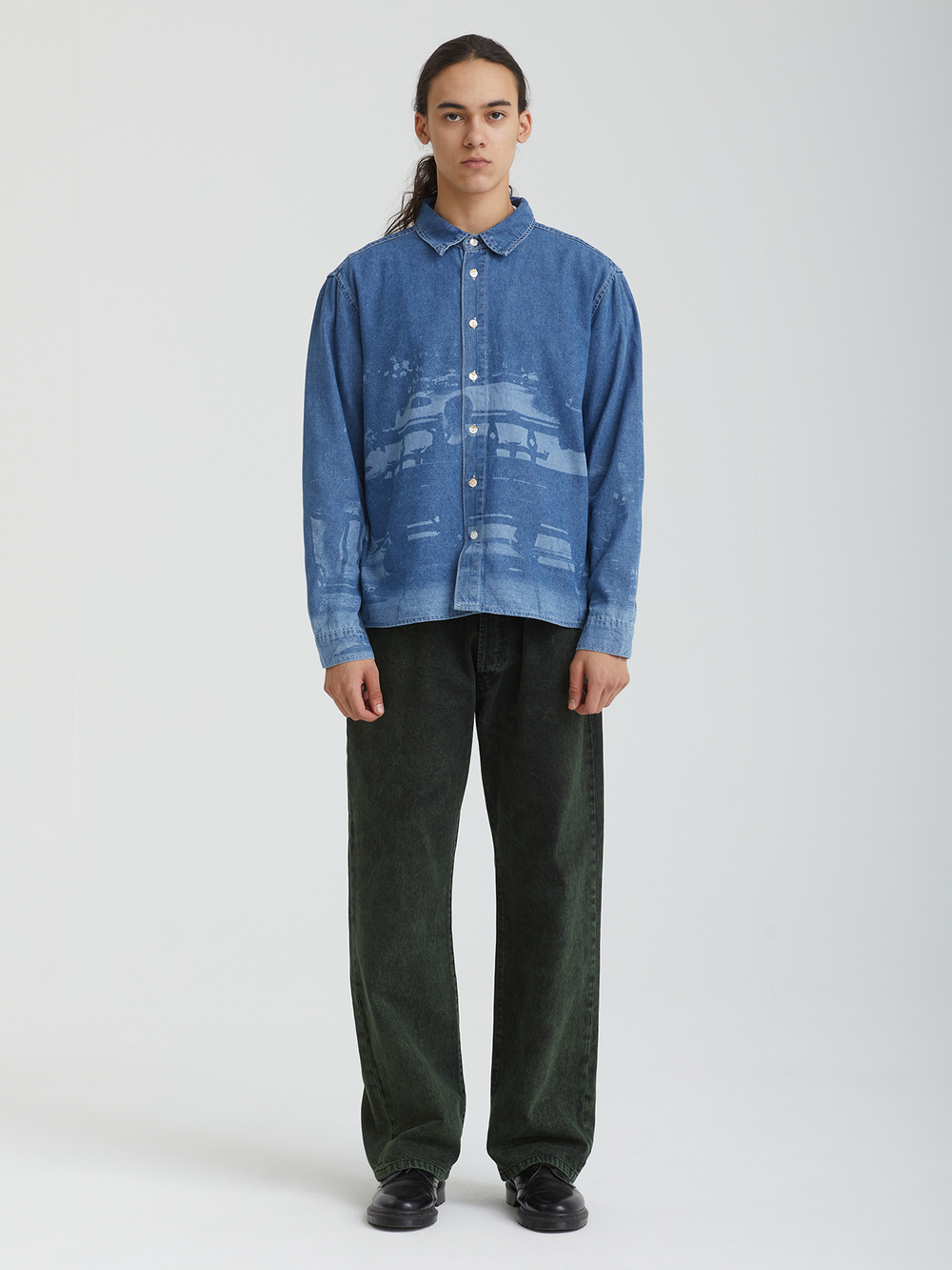 Мужская Рубашка Printed Denim