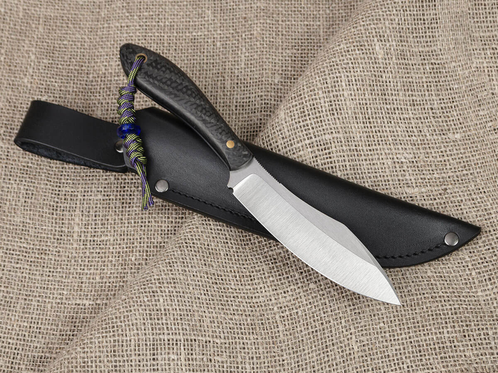 Нож для бушкрафта "Канадец XL", сталь VG-10/Elmax, рукоять карбон (черный спейсер)