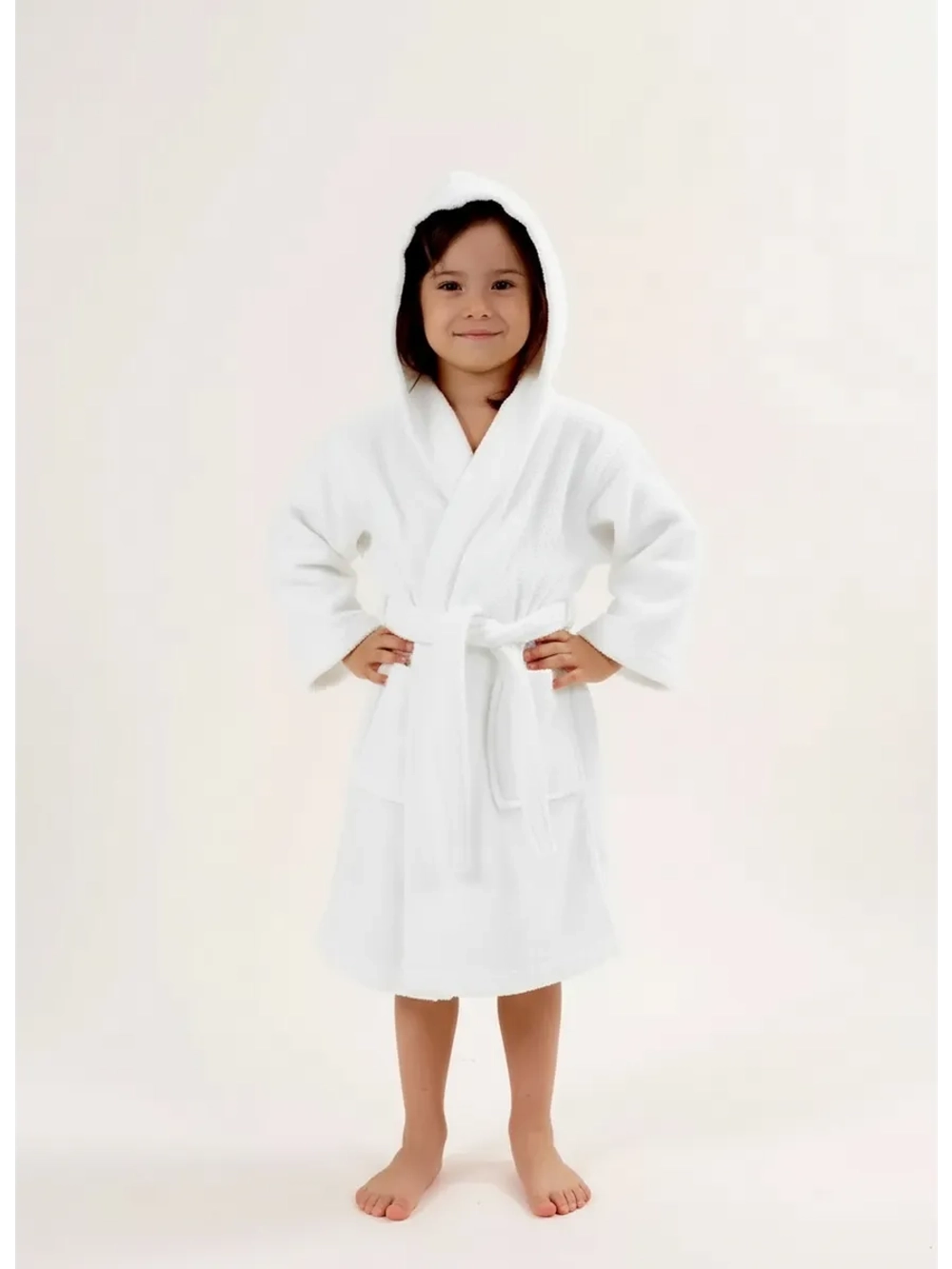 Халат детский махровый "Элит" с капюшоном, цвет: 024-Белый
