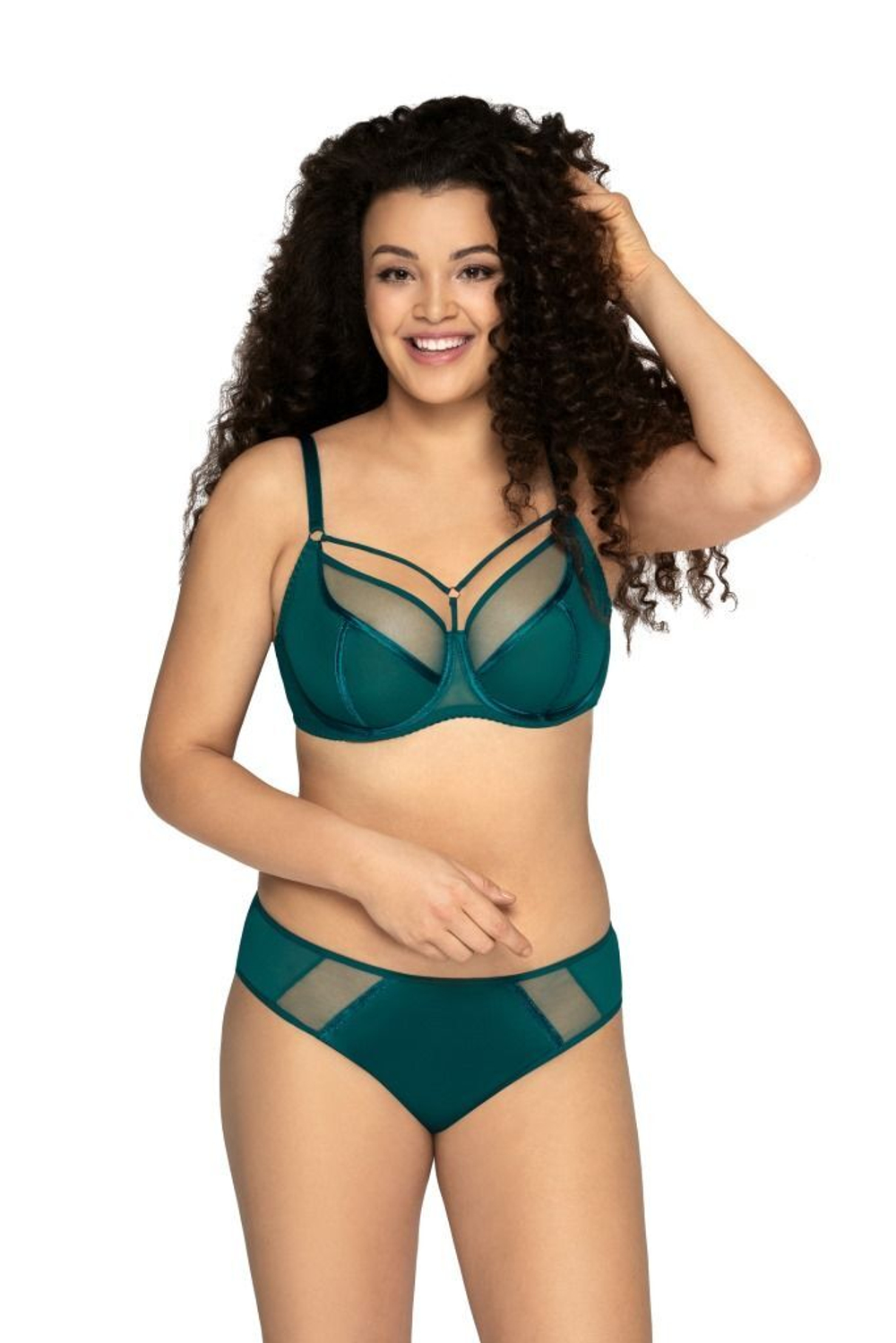 Трусики-бразилиана из эластичного трикотажного полотна с вставками из сетки (Размер: XL) (Цвет: темно-синий)