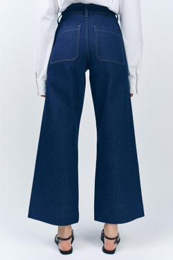 ZARA ДЖИНСЫ WIDE-LEG С ВЫСОКОЙ ПОСАДКОЙ И КАРМАНАМИ — ZW COLLECTION, СИНИЙ